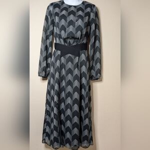 Ted Baker Aselli Atlas Dress size 0 Double Split Midi Dress Black and Gray